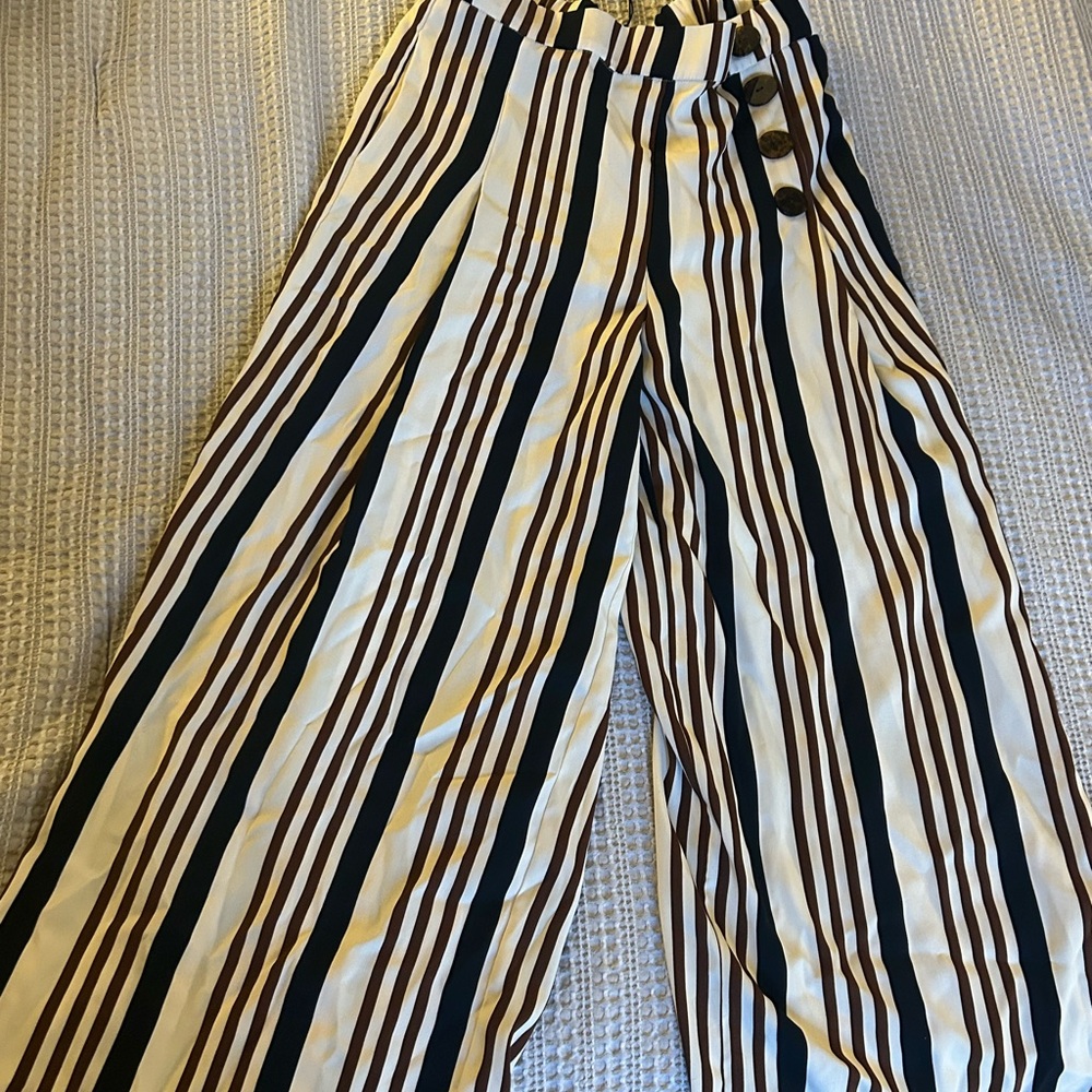 Striped Wide-Leg Pants